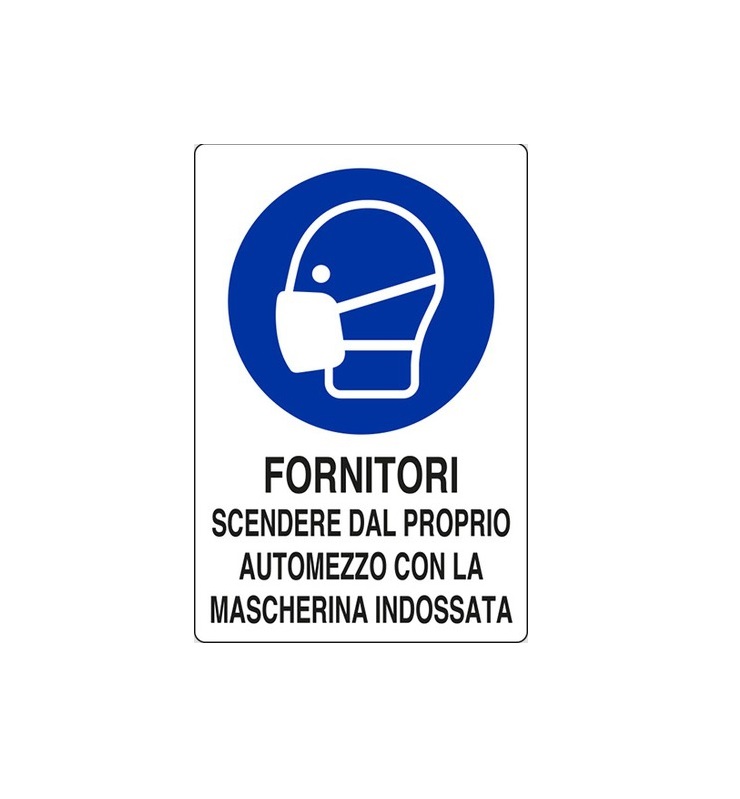 Cartello-Fornitori scendere c/mascherina-