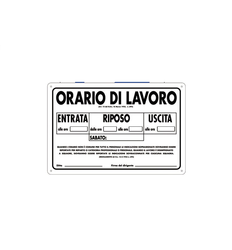 Cartello-Orario di lavoro-